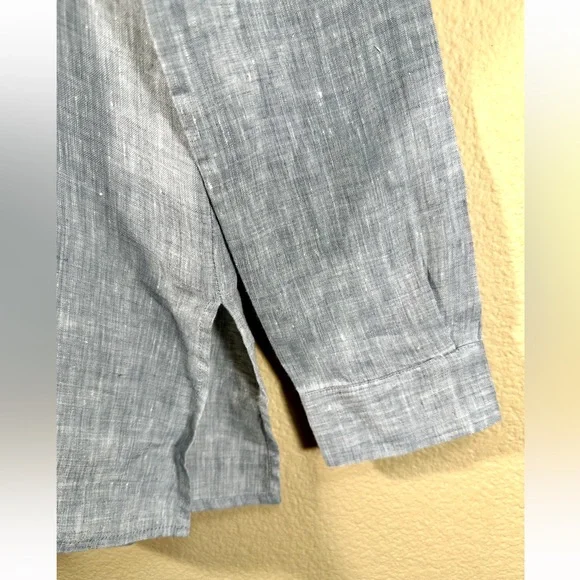 Eileen Fisher Organic Linen Half Button Down Long Sleeve Shirt - Picture 6 of 8